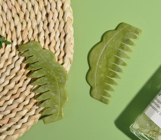 💚 Jade Serenity – Peigne de massage en jade naturel